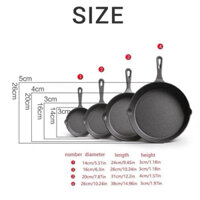 Chảo Gang Đúc Chảo Gang Truyền Thống Nguyên Khối Size 16xm-20cm-25cm Kèm Đế Gỗ Chống Dính Tự Nhiên Dùng Được Bếp Từ