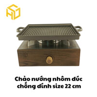 Chảo gang đúc chống dính hình vuông hai mảnh ghép size 22 cm phong cách nướng Hàn Quốc, Nhật Bản