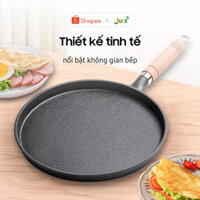 Chảo gang đúc đáy phẳng 20cm nguyên khối chống dính tự nhiên - Dùng cho bánh xèo, bít tết, nướng, rán kakaxi