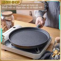 Chảo gang đúc đáy phẳng 26cm nguyên khối chống dính tự nhiên - Dùng cho bánh xèo, bít tết, nướng, rán