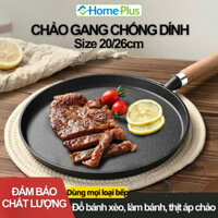 Chảo Gang Làm Bánh Chống Dính, Chảo Gang Bánh Xèo, Chảo Rán Chống Dính Size 20/26cm Dùng Cho Bếp Từ Bếp Ga