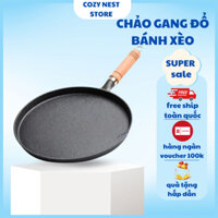 Chảo Gang Làm Bánh Chống Dính, Chảo Đổ Bánh Xèo, Chảo Rán Chống Dính Size 20/26cm Dùng Cho Mọi Loại Bếp