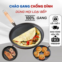 Chảo Gang Làm Bánh Chống Dính, Chảo Gang Bánh Xèo, Chảo Rán Chống Dính Size 26cm Dùng Được Bếp Từ