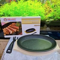 Chảo gang làm bò né chống dính hình Oval Vạn Lợi