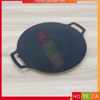 Chảo gang nướng hàn quốc tròn phẳng size 33cm - Chảo nướng chống dính dùng bếp gas, bếp cồn
