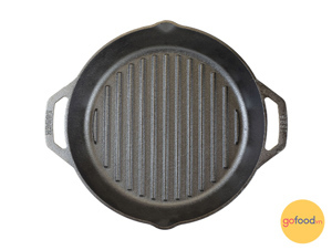 Chảo gang nướng Lodge hai tay cầm có rãnh tròn 26cm