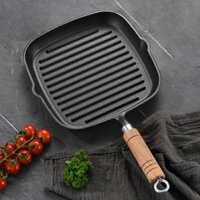Chảo gang nướng thịt 22cm có rãnh dùng cho bếp từ