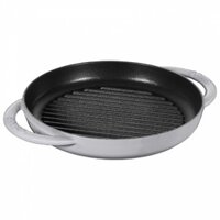 Chảo gang nướng tròn 2 quai STAUB GRILL PAN G-GY 22CM - màu ghi