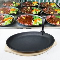 Chảo gang oval làm bò né, bò beefsteak chống dính loại lớn