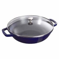 Chảo gang Staub Wok màu xanh đen 29cm - 4.25L