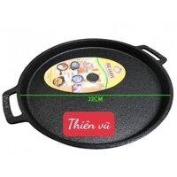 Chảo gang tròn 22cm chống dính Vạn lợi có quai cầm, chảo gang không dính tròn làm bò né, bánh xèo, thịt nướng có quai