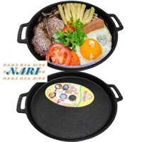Chảo gang tròn chống dính Vạn Lợi - Chảo gang không dính tròn có quai làm bò né , thịt nướng , bánh xèo - GD Nari