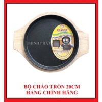 Chảo Gang Tròn Làm Bánh Mì Chảo , Bò Beefsteak , Cơm Xèo Đa Năng Size 20cm (Có Kèm Đế Lót Gỗ Tiện Lợi)