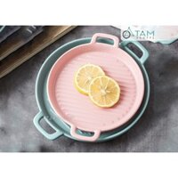 Chảo gốm sứ cao cấp tròn 2 quai cầm trơn màu Nordic Style tttm