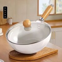 Chảo gốm tráng men chống dính có nắp có thể dùng với bếp từ