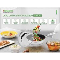 Chảo inox 24cm chống dính vung kính đáy từ Kangaroo KG3IF2402