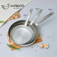 Chảo inox 304 (18/10) dập nổi đáy từ 3 lớp liền khối Embossed Silver Crown Kaiyo KIP-6704 20cm / KIP-6711 24cm / KIP-6728 28cm