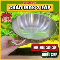 Chảo inox 304 3 Lớp TICOOK có nắp Cao Cấp - Chảo lẩu inox 304 3 lớp TICOOK KÈM VUNG KÍNH tiện lợi VIVA
