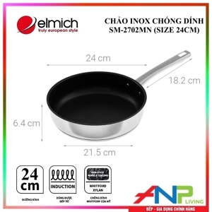 Chảo inox chống dính Elmich Smartcook SM-2702MN 24cm