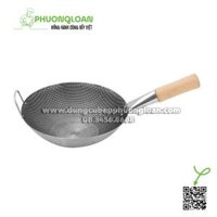 Chảo Inox chống dính vân tổ ong cán gỗ 40cm