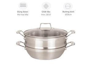 Chảo inox  kèm xửng hấp Scanpan Impact 71122810 - 28cm