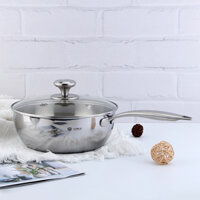 Chảo Inox Lunkai Chống Dính Tự Thân Đúc Nguyên Khối Có Nắp Size 24/26cm