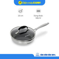 Chảo inox nguyên khối sâu chống dính đáy từ nắp kính 20 cm Kangaroo KG3IF2002