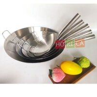 Chảo inox sâu lòng chống dính 1 quai nhám, cán dài có quai cầm 24/28/32/36/40/45cm chuyên dùng cho bếp nhà hàng