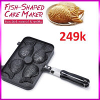 Chảo Khuôn Làm Bánh Cá Nướng 4 Con 10 x 5 cm Chảo Nướng Bánh Taiyaki Chống Dính