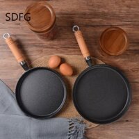 Chảo làm bánh, Chảo chiên gang chống dính dày, Chảo đựng nước sốt 20 / 26cm Tay cầm bằng gỗ Crepe Maker Khách sạn
