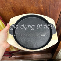Chảo làm bánh mì chảo, bít tết chống dính 20cm kèm đế gỗ
