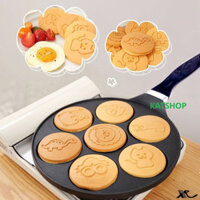 Chảo Làm Bánh Rán - Pancake - Chiên Trứng Hình Thú 7 Lỗ Chống Dính