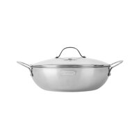Chảo lẩu Inox 304 đáy liền 3 lớp vung kính Elmich Trimax - Hàng chính hãng - 28cm EL-3797