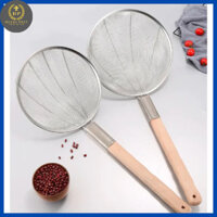 Chao lì vợt lưới inox cán gỗ size 26,28,30cm