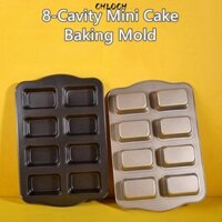 Chảo lười Mini CHLOCH, Chảo bánh mì chuối nhỏ hình chữ nhật 8 khoang, Khuôn nướng bánh bằng thép Carbon chống dính Phụ kiện nhà bếp
