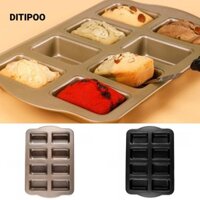 Chảo lười Mini DITIPOO, Chảo bánh mì chuối nhỏ chống dính hình chữ nhật, Khuôn nướng bánh 8 khoang bằng thép Carbon Phụ kiện nhà bếp