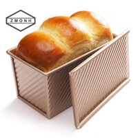 Chảo lười ZMONH có nắp, Chảo bánh mì không bột 1 lít có nắp cho bánh mì tự làm, Chảo bánh mì kẹp sóng bằng thép Carbon * mới