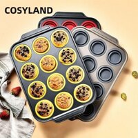 Chảo Muffin COSYLAND, Khuôn Làm Bánh Cupcake Khung Kim Loại Silicon, Báo Chí Chất Lượng Cao BPA Nonstick Cupcake Thiếc Để Nướng Bánh