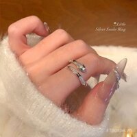 Chào mừng Năm Rắn ~ Nhẫn bạc nhỏ hình rắn bọc zircon sáng bóng, nhẫn cao cấp sang trọng cho phụ nữ, nhẫn ngón trỏ