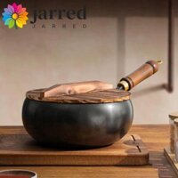 Chảo nấu ăn Trung Quốc JARRED, Chảo rán sắt không tráng chống dính, Chảo bụng lớn Tay cầm bằng gỗ Bụng lớn Đáy phẳng Nồi súp Nồi nấu