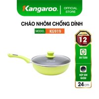 Chảo nhôm chống dính (24cm, sâu lòng, có nắp kính, không đáy từ) KG919 Kangaroo