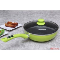 Chảo nhôm chống dính Kangaroo KG919 (24cm, sâu lòng, có nắp kính, không đáy từ)