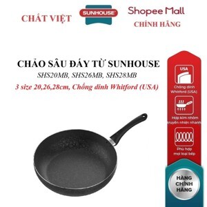 Chảo nhôm sâu chống dính đáy từ 26cm Sunhouse SHS26MB