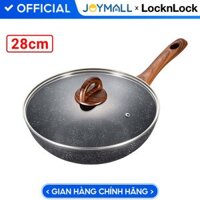 Chảo Nhôm Sâu Lòng Chống Dính Lock&amp;Lock Baum Marble 1 Tay Cầm, Nắp Thủy Tinh LBU1285 28cm