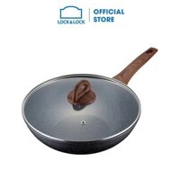 Chảo nhôm sâu lòng chống dính BAUM Marble 30cm, nắp thủy tinh Lock&Lock LBU1305