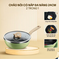 Chảo nồi đa năng có nắp 2 trong 1 Tefal Plus+ 24cm - Chống dính (chính hãng) an toàn tiện ích
