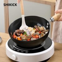 Chảo nồi sắt SHIKICK, Chảo chống dính có nắp Chảo chiên Mini, Đồ dùng nhà bếp không tráng phủ đa chức năng Chảo trứng tráng nấu ăn bằng tay Chảo bếp cảm ứng Gas