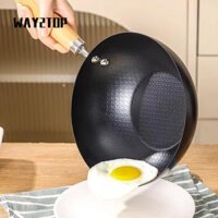 Chảo nồi sắt WAY2TOP, có nắp Chảo chiên Mini không tráng, Đồ dùng nhà bếp được rèn bằng tay đa chức năng Chảo trứng tráng nấu ăn chống dính Nồi cảm ứng Gas