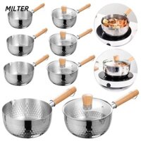Chảo nước sốt MILTER, Nồi súp không tráng, Tay cầm bằng gỗ nguyên khối đa năng Nồi sữa bằng thép không gỉ Mì phô mai Nấu ăn