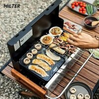 Chảo nướng BBQ MILTER, Hợp kim nhôm Dễ dàng làm sạch Chảo chiên chống dính, Chảo nấu ăn dã ngoại di động gấp vuông Cắm trại ngoài trời